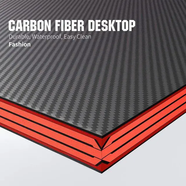 Alt view image 4 of 7 - Devoko L Shaped Gaming Desk Computer Desk 51 Office Corner Desk with Monitor Stand Home Gaming Writing Study Table Workstation (Carbon Fibre Black)