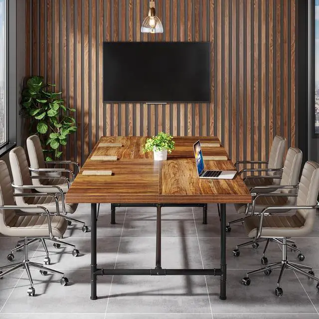 Main image of Tribesigns 6FT Conference Table, Rustic Rectangle 70.8" W x 35.4" D Meeting Table, Modern Seminar Table Boardroom Desk for Office Meeting Conference Room (6ft, Rustic)