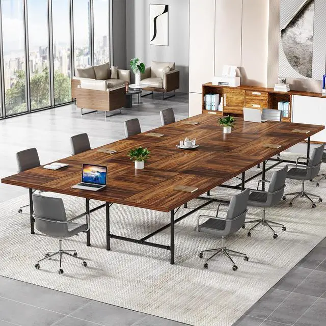 Alt view image 5 of 7 - Tribesigns 6FT Conference Table, Rustic Rectangle 70.8" W x 35.4" D Meeting Table, Modern Seminar Table Boardroom Desk for Office Meeting Conference Room (6ft, Rustic)
