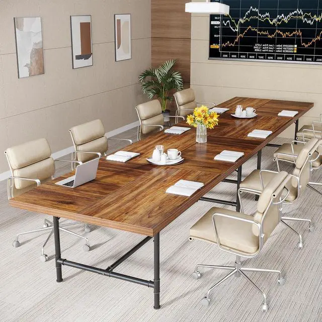Alt view image 6 of 7 - Tribesigns 6FT Conference Table, Rustic Rectangle 70.8" W x 35.4" D Meeting Table, Modern Seminar Table Boardroom Desk for Office Meeting Conference Room (6ft, Rustic)