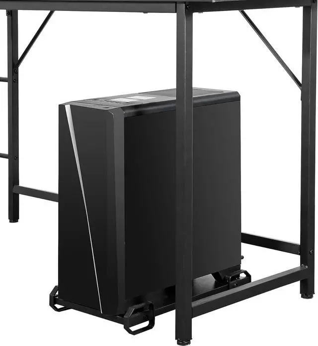 Alt view image 7 of 7 - SUPER DEAL 66" L Shaped Gaming Corner Computer Desk with CPU Stand and Foot Rest Bar, PC Laptop Study Table Workstation Gaming Desk for Home Office, Black