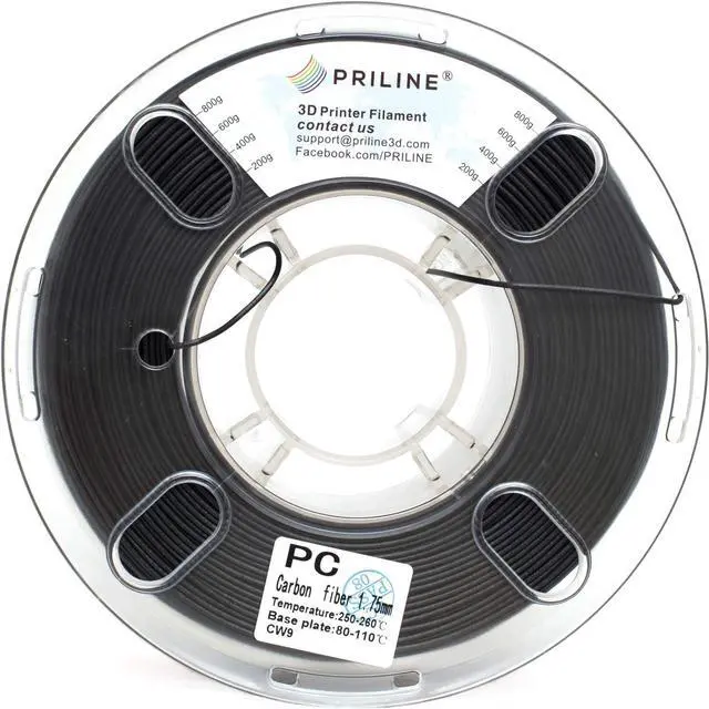 Alt view image 5 of 5 - Carbon Fiber Filament, PRILINE Carbon Fiber Polycarbonate 3D Printer Filament 1.75mm, High Strength Carbon Fiber 3D Printing Filament 1kg Spool, Black
