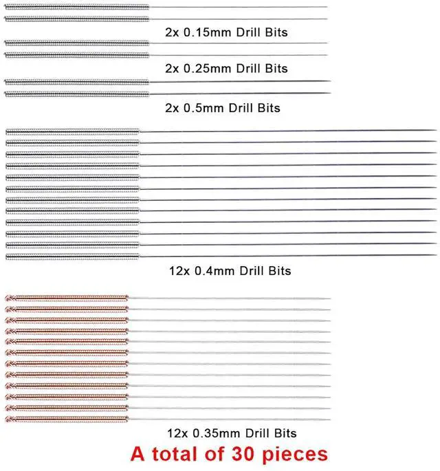 Alt view image 2 of 7 - SIQUK 33 Pcs 3D Printer Nozzle Cleaning Tools Kit 30 Pcs 0.15mm, 0.25mm, 0.35mm, 0.4mm, 0.5mm Cleaning Needles 2 Pcs Tweezers and 1 Pc Cleaning Cloth