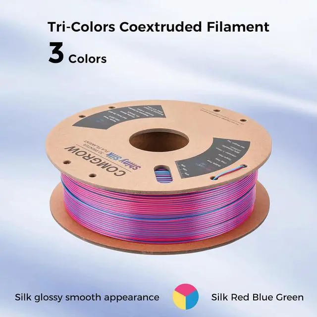 Alt view image 4 of 6 - Comgrow Silk Shiny Rainbow Multi-Color 3D Printer Filament, Comgrow 3D Printing Materials Silk PLA 1.75mm, 3D Printing Filament +/-0.02mm, 250g X 4 Spool