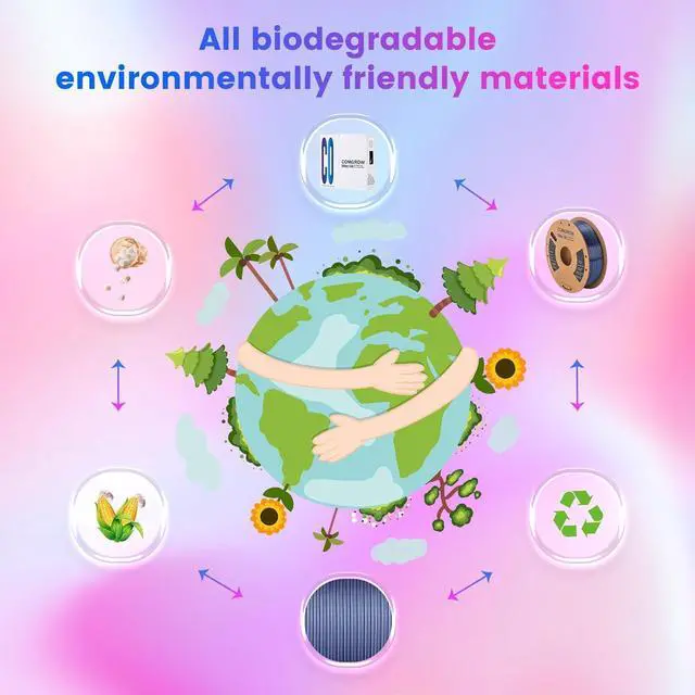 Alt view image 5 of 6 - Comgrow Silk Shiny Rainbow Multi-Color 3D Printer Filament, Comgrow 3D Printing Materials Silk PLA 1.75mm, 3D Printing Filament +/-0.02mm, 250g X 4 Spool