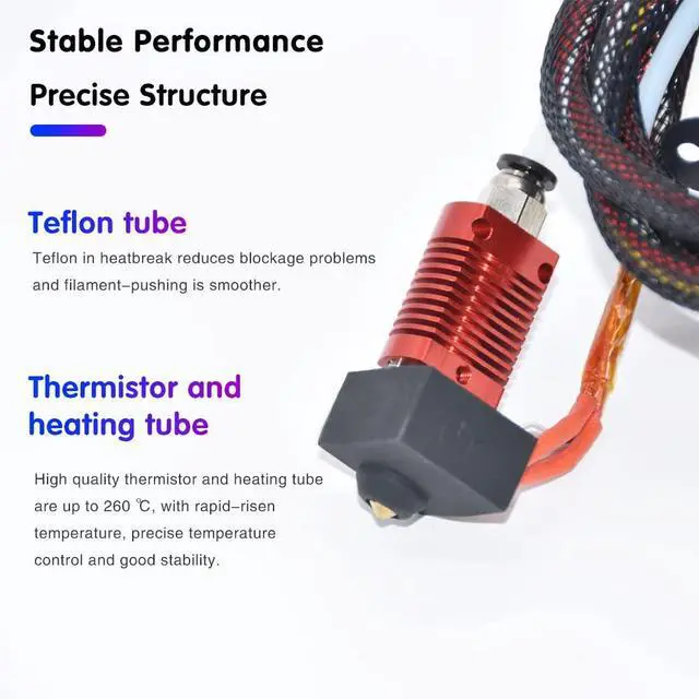 Alt view image 2 of 6 - Creativity CR10 Hotend Assembled MK8 Extruder Kit Full Set (with 0.4MM Nozzles) Upgrade for 3D Printer CR 10/CR 10S/S4/S5 Replacement Parts