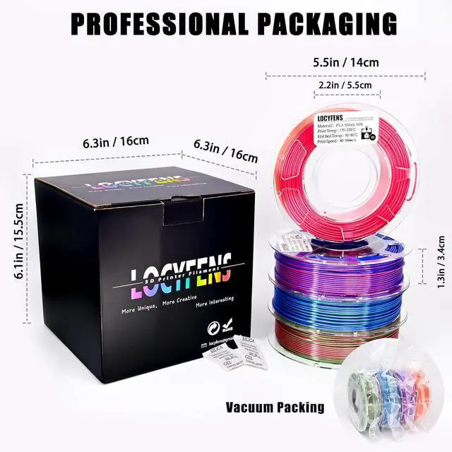 Alt view image 2 of 7 - 3D Printer Filament PLA, Rainbow PLA Filament 1.75mm +/-0.02mm, Silk PLA Dual Color Filament, 2 in 1 Coextrusion 3D Filament Bundle 200g x 4 Spools