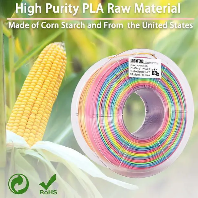 Alt view image 6 of 7 - Silk PLA Filament Multicolor, 3D Printer Filament Rainbow PLA Filament 1.75mm +/- 0.02mm, 3D Printing Filament 1kg/2.2lbs
