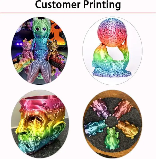 Alt view image 7 of 7 - Silk PLA Filament Multicolor, 3D Printer Filament Rainbow PLA Filament 1.75mm +/- 0.02mm, 3D Printing Filament 1kg/2.2lbs