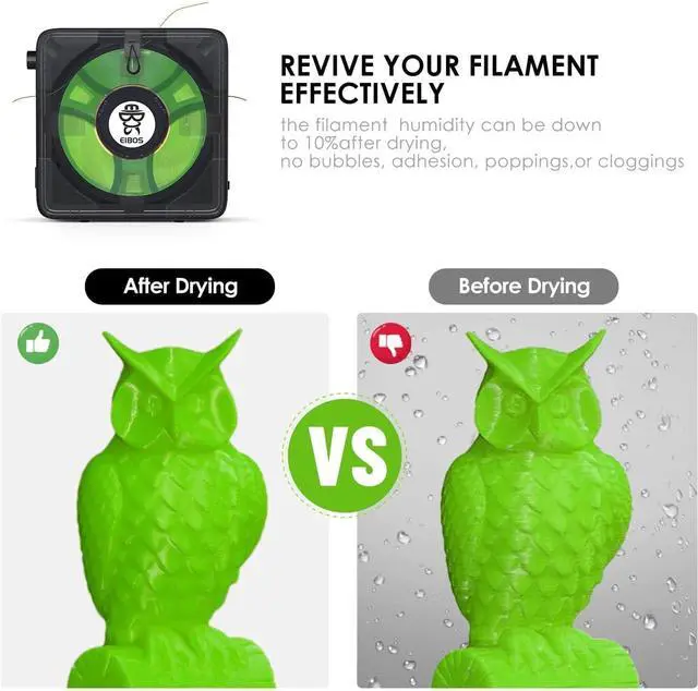 Alt view image 5 of 7 - EIBOS Official 3D Printer Filament Dryer Easdry Box with Fan, Adjustable Temperature, Humidity Control & Spool Holder, Compatible with 1.75mm 2.85mm 3.00mm Nylon, PLA, ABS