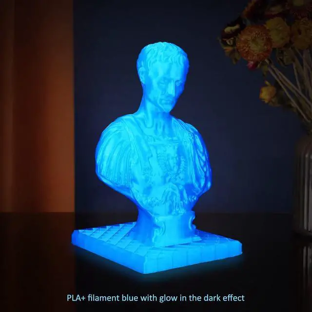 Alt view image 2 of 7 - PLA+ 3D Printer Filament Luminous Blue, 1.75mm No Tangle, Net Weight 2.2lbs Spool (1kg, PLA Pro Plus, Blue with Glow in The Dark Effect