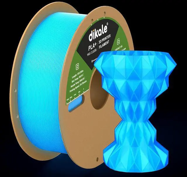 Main image of PLA+ 3D Printer Filament Luminous Blue, 1.75mm No Tangle, Net Weight 2.2lbs Spool (1kg, PLA Pro Plus, Blue with Glow in The Dark Effect