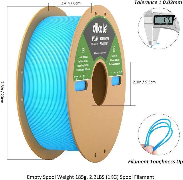 Alt view image 3 of 7 - PLA+ 3D Printer Filament Luminous Blue, 1.75mm No Tangle, Net Weight 2.2lbs Spool (1kg, PLA Pro Plus, Blue with Glow in The Dark Effect