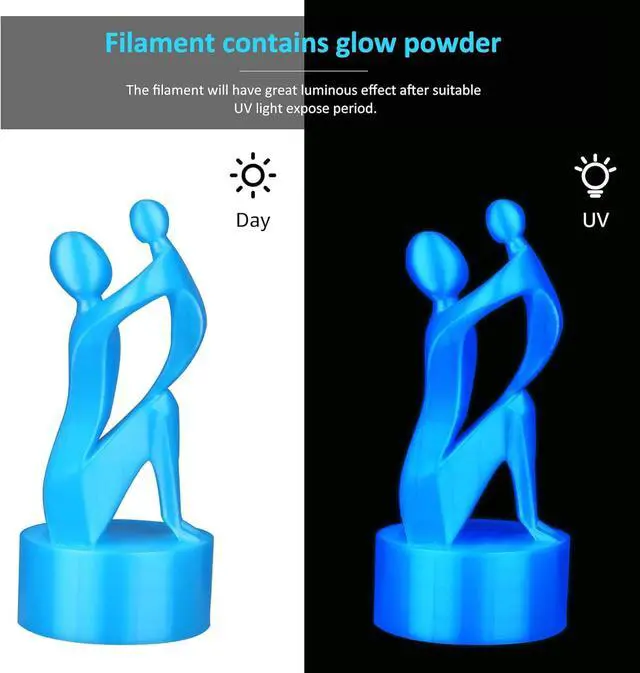 Alt view image 4 of 7 - PLA+ 3D Printer Filament Luminous Blue, 1.75mm No Tangle, Net Weight 2.2lbs Spool (1kg, PLA Pro Plus, Blue with Glow in The Dark Effect