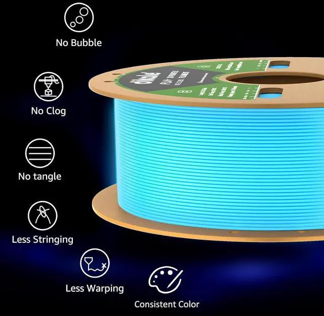 Alt view image 6 of 7 - PLA+ 3D Printer Filament Luminous Blue, 1.75mm No Tangle, Net Weight 2.2lbs Spool (1kg, PLA Pro Plus, Blue with Glow in The Dark Effect
