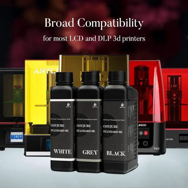 Alt view image 5 of 6 - 1kg 3D Printing Resin Conjure Standard Resin, 405nm Standard UV Light Curing Photopolymer Fast Curing Resin for LCD/DLP/MSLA 3D Printer,Near-Expiry Resin - Limited Stock (Black, 1kg)