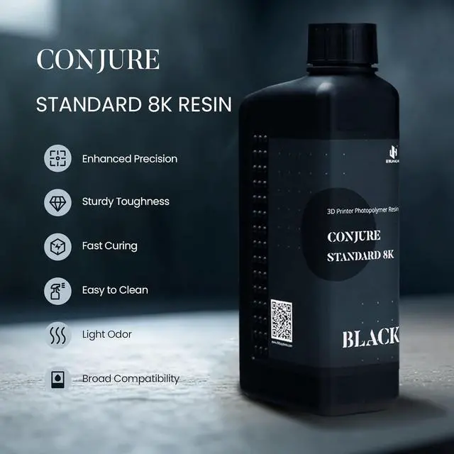 Alt view image 6 of 6 - 1kg 3D Printing Resin Conjure Standard Resin, 405nm Standard UV Light Curing Photopolymer Fast Curing Resin for LCD/DLP/MSLA 3D Printer,Near-Expiry Resin - Limited Stock (Black, 1kg)