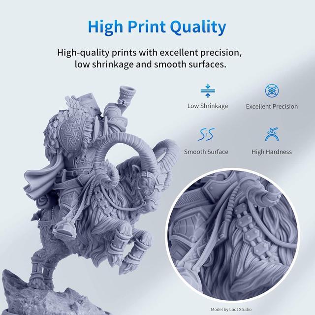 Alt view image 2 of 7 - ANYCUBIC 3D Printer Resin, 405nm SLA UV-Curing Resin with High Precision and Quick Curing & Excellent Fluidity for LCD 3D Printing (Grey, 500g)