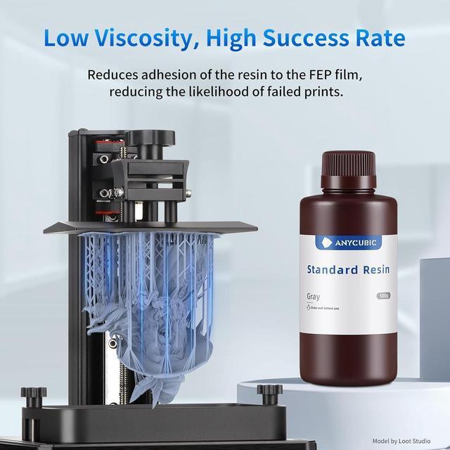 Alt view image 3 of 7 - ANYCUBIC 3D Printer Resin, 405nm SLA UV-Curing Resin with High Precision and Quick Curing & Excellent Fluidity for LCD 3D Printing (Grey, 500g)