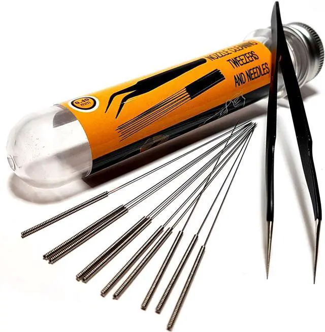 Main image of 3D Printer Nozzle Cleaning Kit - 0.4mm Needles and Tweezers Toolkit - Stainless Steel Nozzle Cleaning Tool Kit - Alternative for 0.4mm Drill Bits for 3D Printer - Set of 11