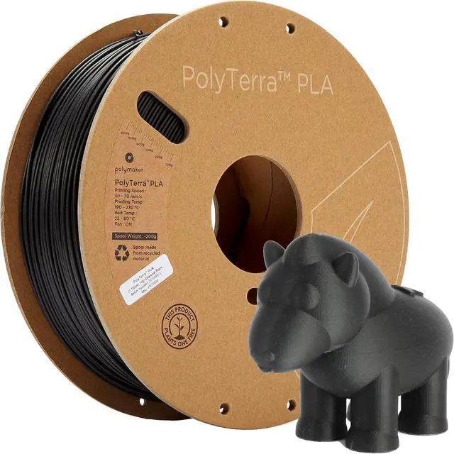 Main image of Polymaker Matte PLA Filament Matte Charcoal Black 1.75mm 1kg 3D Printing Filament, PolyTerra 3D Printer PLA Filament