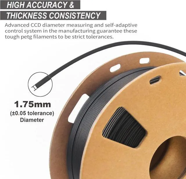 Alt view image 4 of 7 - Petg Filament 1.75,Matte Black Petg Vacuum Sealed,Adhere Well 1kg Carton Spool Matte 3D Printer Filament,Dimensional Accuracy 1.75mm ±0.02mm,Print with Most 3D Printers Using 3D Filament