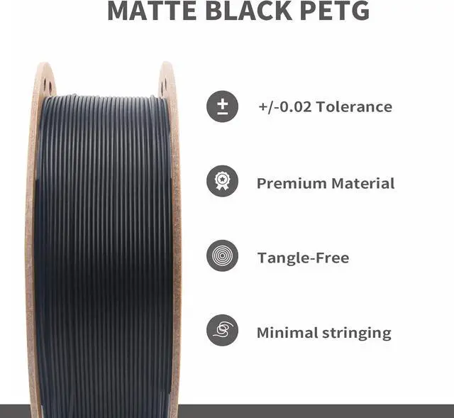 Alt view image 6 of 7 - Petg Filament 1.75,Matte Black Petg Vacuum Sealed,Adhere Well 1kg Carton Spool Matte 3D Printer Filament,Dimensional Accuracy 1.75mm ±0.02mm,Print with Most 3D Printers Using 3D Filament