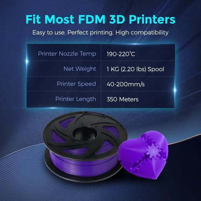 Alt view image 5 of 7 - Voxelab 3D Printer Filament, 1.75mm PLA Pro (PLA+) Filament, Dimensional Accuracy +/- 0.02 mm, 3D Printing Material 1kg/ Spool, Compatible with FDM 3D Printer/Pen (Purple)