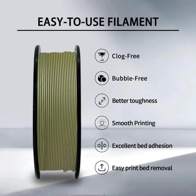 Alt view image 3 of 6 - PLA Filament, PLA Plus(PLA+), 3D Printer Filament, PLA Filament 1.75mm Dimensional Accuracy +/- 0.02mm, 1KG Spool (2.2 lbs), Fit Most FDM Printer (Matte Army Green)