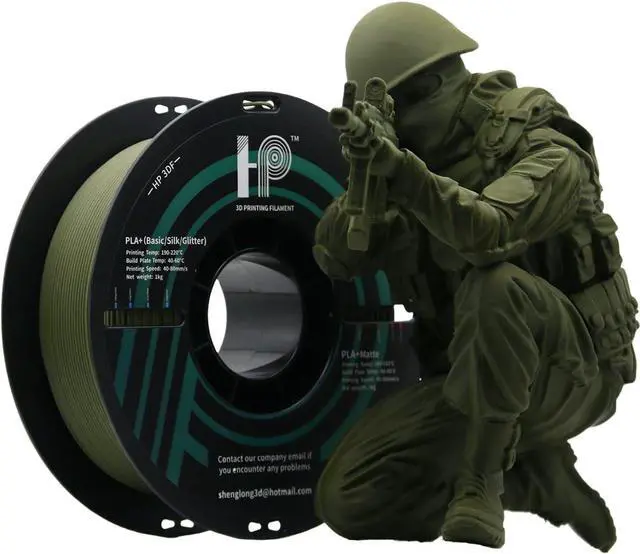 Main image of PLA Filament, PLA Plus(PLA+), 3D Printer Filament, PLA Filament 1.75mm Dimensional Accuracy +/- 0.02mm, 1KG Spool (2.2 lbs), Fit Most FDM Printer (Matte Army Green)