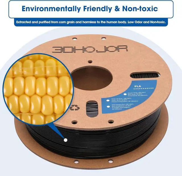 Alt view image 4 of 7 - High Speed PLA Filament 1.75mm Black,3D Printing Filament,1kg Cardboard Spool (2.2lbs), Fit Most FDM 3D Printer,Dimensional Accuracy +/- 0.03 mm,Vacuum Packaging, No Brittle Filaments