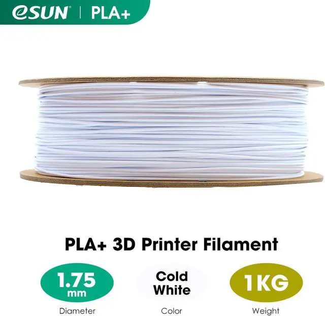 Alt view image 2 of 7 - eSUN PLA+ Filament 1.75mm, 3D Printer Filament PLA Plus, Dimensional Accuracy +/- 0.03mm, 1KG Spool (2.2 LBS) 3D Printing Filament for 3D Printers, Cold White