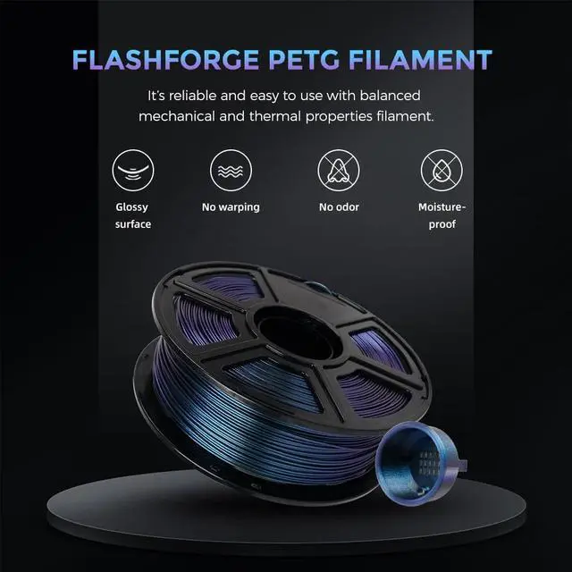 Alt view image 2 of 6 - FLASHFORGE PETG Filament 1.75mm, Chameleon Color Shift 3D Printer Filament, Changes Color with Light and Angles, 1KG Spool (2.2lbs), Dimensional Accuracy±0.02 mm, Premium PETG Filament(Burnt Titanium)