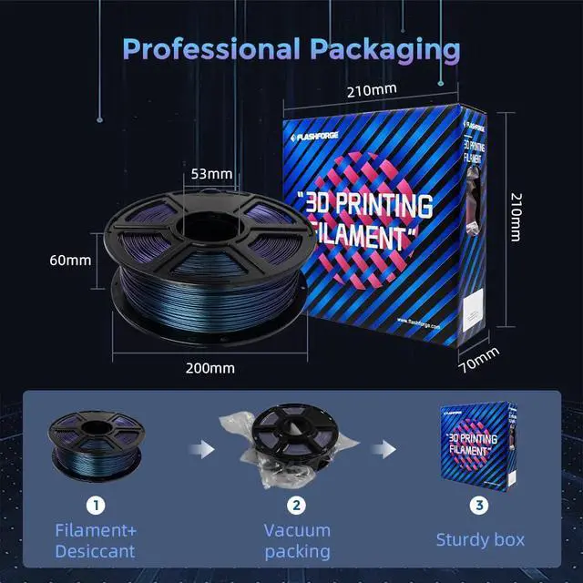 Alt view image 6 of 6 - FLASHFORGE PETG Filament 1.75mm, Chameleon Color Shift 3D Printer Filament, Changes Color with Light and Angles, 1KG Spool (2.2lbs), Dimensional Accuracy±0.02 mm, Premium PETG Filament(Burnt Titanium)