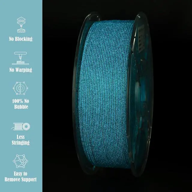 Alt view image 5 of 7 - PLA Filament 1.75mm,3D Printer Filament UV Light Glitter PLA, Black Blue Starry Sky Filament 3D Printing Filament 1.75mm+/-0.02mm,1KG/2.2lb