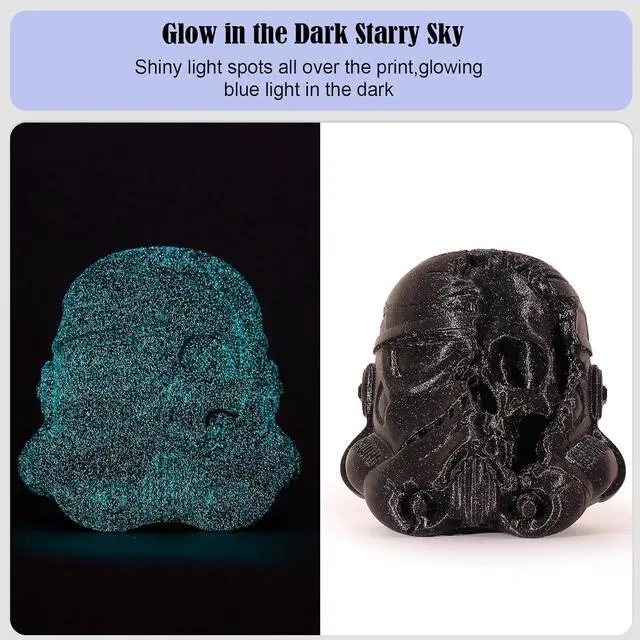 Alt view image 6 of 7 - PLA Filament 1.75mm,3D Printer Filament UV Light Glitter PLA, Black Blue Starry Sky Filament 3D Printing Filament 1.75mm+/-0.02mm,1KG/2.2lb