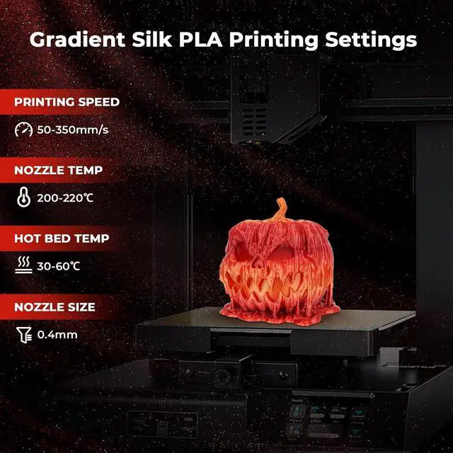 Alt view image 3 of 7 - AMOLEN PLA 3D Printer Filament 1.75mm Silk Shiny Gradient Filament Red Gold Filament, 3D Printing Filament 1KG/2.2lb Compatible with 3D Printer and 3D Pen