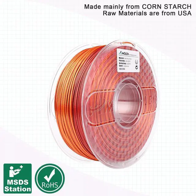 Alt view image 7 of 7 - AMOLEN PLA 3D Printer Filament 1.75mm Silk Shiny Gradient Filament Red Gold Filament, 3D Printing Filament 1KG/2.2lb Compatible with 3D Printer and 3D Pen