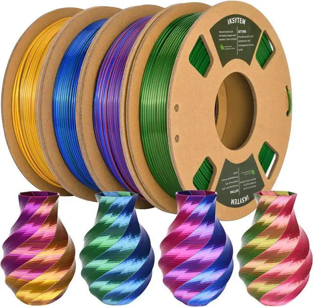 Main image of 3D Printer Filament Bundle, Dual Color Filament, Silk PLA Filament 1.75mm Bundle, Silk Gold Purple, Silk Red Green, Silk Blue Green, Silk Red Blue, 3D Printing Filament, 250gX 4 PLA Spools