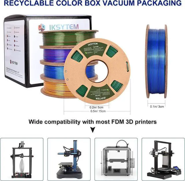Alt view image 7 of 7 - 3D Printer Filament Bundle, Dual Color Filament, Silk PLA Filament 1.75mm Bundle, Silk Gold Purple, Silk Red Green, Silk Blue Green, Silk Red Blue, 3D Printing Filament, 250gX 4 PLA Spools