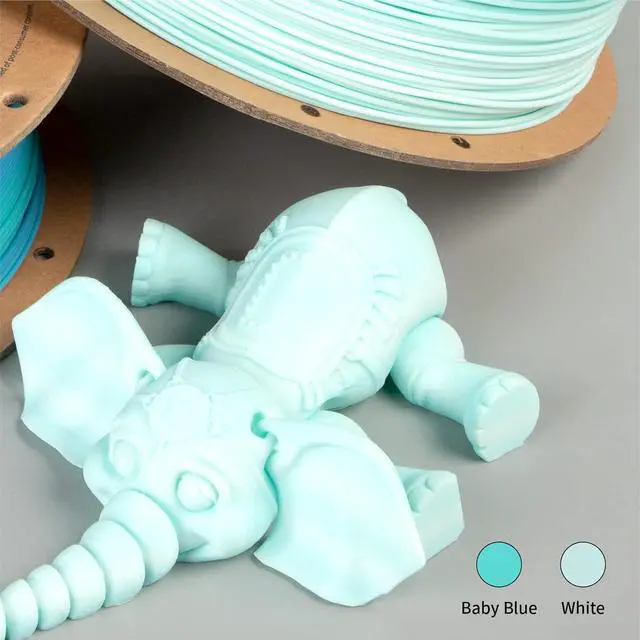 Alt view image 4 of 7 - Gradient PLA 3D Printer Filament, Upgrade Cardboard Spool, Slightly Matte Surface Filament, Dimensional Accuracy +/-0.03mm, 1.75mm, 1kg, Baby Blue/White