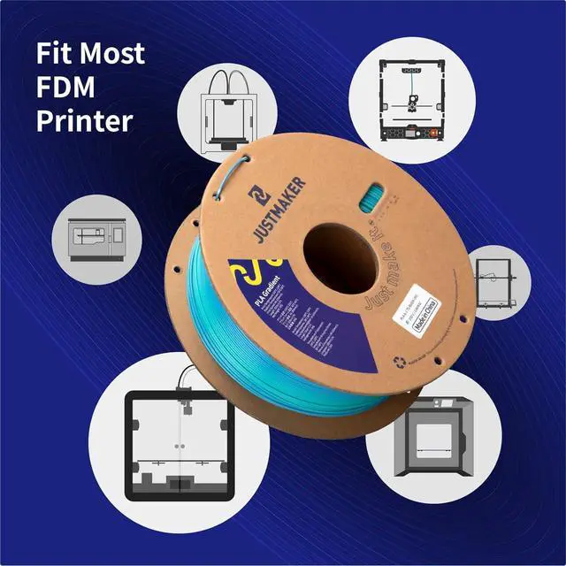 Alt view image 6 of 7 - Gradient PLA 3D Printer Filament, Upgrade Cardboard Spool, Slightly Matte Surface Filament, Dimensional Accuracy +/-0.03mm, 1.75mm, 1kg, Baby Blue/White