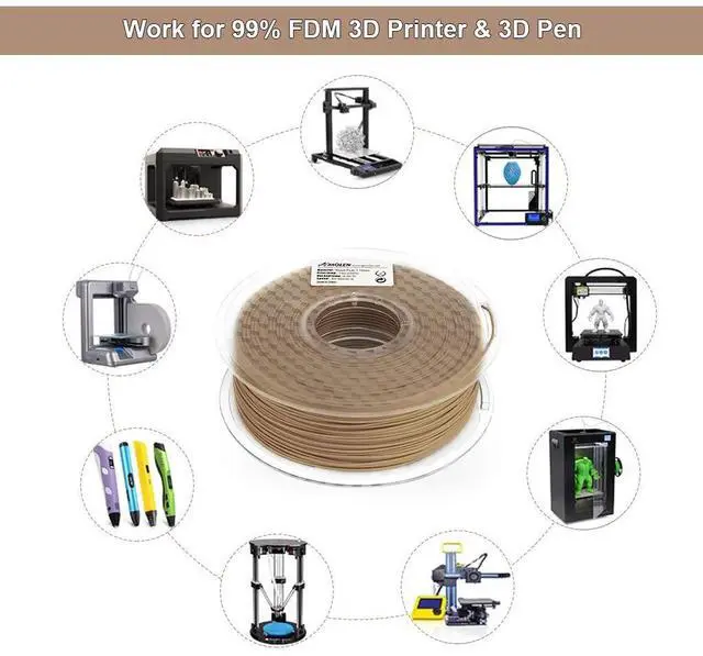 Alt view image 4 of 7 - AMOLEN 3D Printing Filament Pla Wood Bamboo 3D Printer Filament, PLA Filament 1.75mm 15% Real Bamboo Fiber, 1kg/2.2lb 15% Wood Fiber