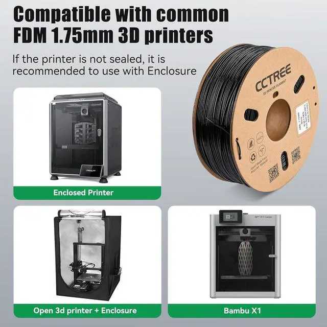 Alt view image 6 of 7 - ABS+ Filament 1.75mm, Dimensional Accuracy +/- 0.03mm, 1KG Spool (2.2 LBS), Strong, Durable, Heat Resistance, Excellent Toughness 3D Printer Filament ABS Plus, Black