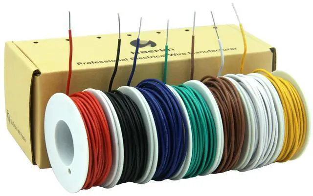 Alt view image 3 of 5 - 18 awg Solid Wire kit Electrical Wire Cable 7 Colors 16.5ft Each Spool 18 Gauge 0.8mm² Hook up UL1007 Tinned Copper Wire breadboard Wire for DIY