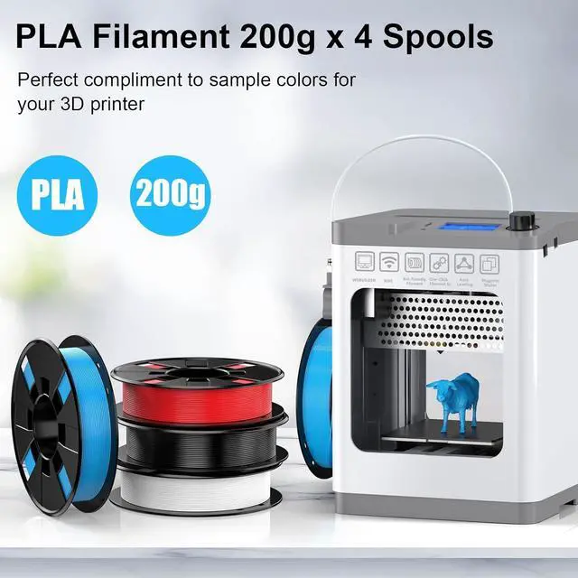 Alt view image 2 of 7 - ENTINA 4 Colors PLA 3D Printer Filament for Tina 2, Dimensional Accuracy +/- 0.02mm, 1.75MM 200G 3D Printer Filament Bundle for 3D Printers
