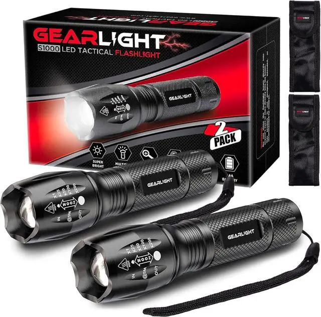 Main image of GearLight LED Flashlights - Mini Camping Flashlights with High Lumens, 5 Modes, Zoomable Beam - Powerful, Bright, and Versatile Tactical Flash Light for Outdoor and Home Use