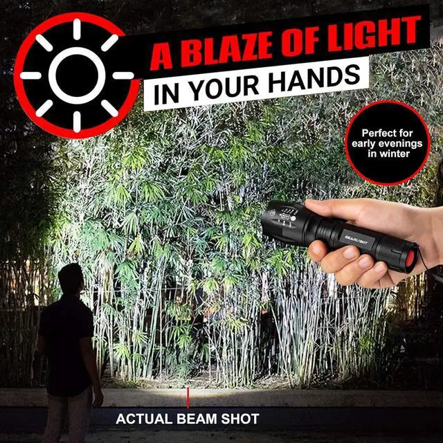 Alt view image 4 of 7 - GearLight LED Flashlights - Mini Camping Flashlights with High Lumens, 5 Modes, Zoomable Beam - Powerful, Bright, and Versatile Tactical Flash Light for Outdoor and Home Use