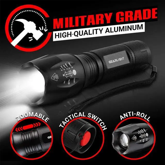 Alt view image 5 of 7 - GearLight LED Flashlights - Mini Camping Flashlights with High Lumens, 5 Modes, Zoomable Beam - Powerful, Bright, and Versatile Tactical Flash Light for Outdoor and Home Use