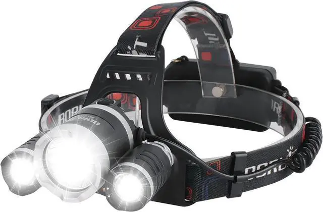 Main image of BORUIT RJ-3000 Headlamp Rechargeable LED Head Lamp Super Bright 5000 Lumen Outdoor Headlight 4 Modes, 4 Helmet Clips Waterproof Construction Hard Hat Head Light Adults Camping Hiking Hunting Gear